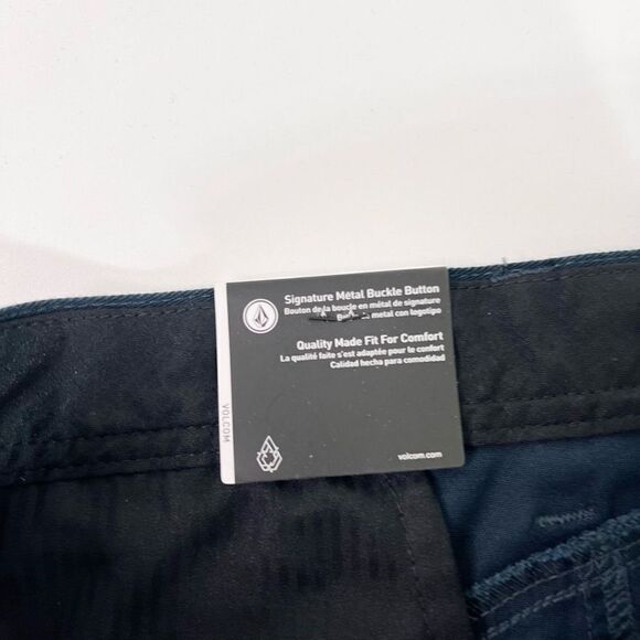 Volcom Pants Mens 28 Blue Frickin Modern Straight Metal Buckle Button Chino - Picture 2 of 13